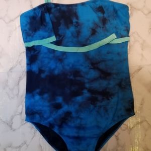 Blue tie diy one piece swimsuit